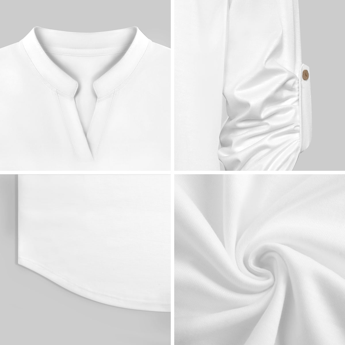 Stand-up Collar Long-sleeved Shirt Cow, Black And White Women’s V-Neck Blouses