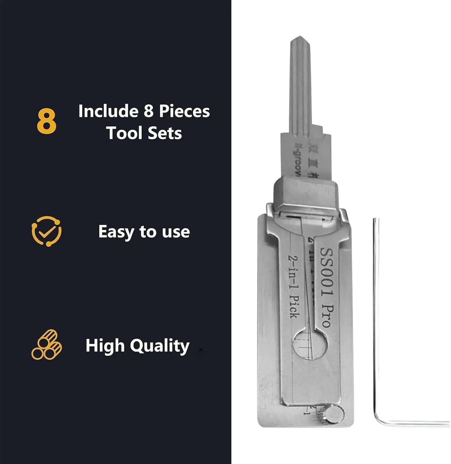 SS001 Pro 2 in 1 Precision for Civilian Use Hook and Pick Set Stainless Maintenance Repair Kits Heavy Duty Hand Tools