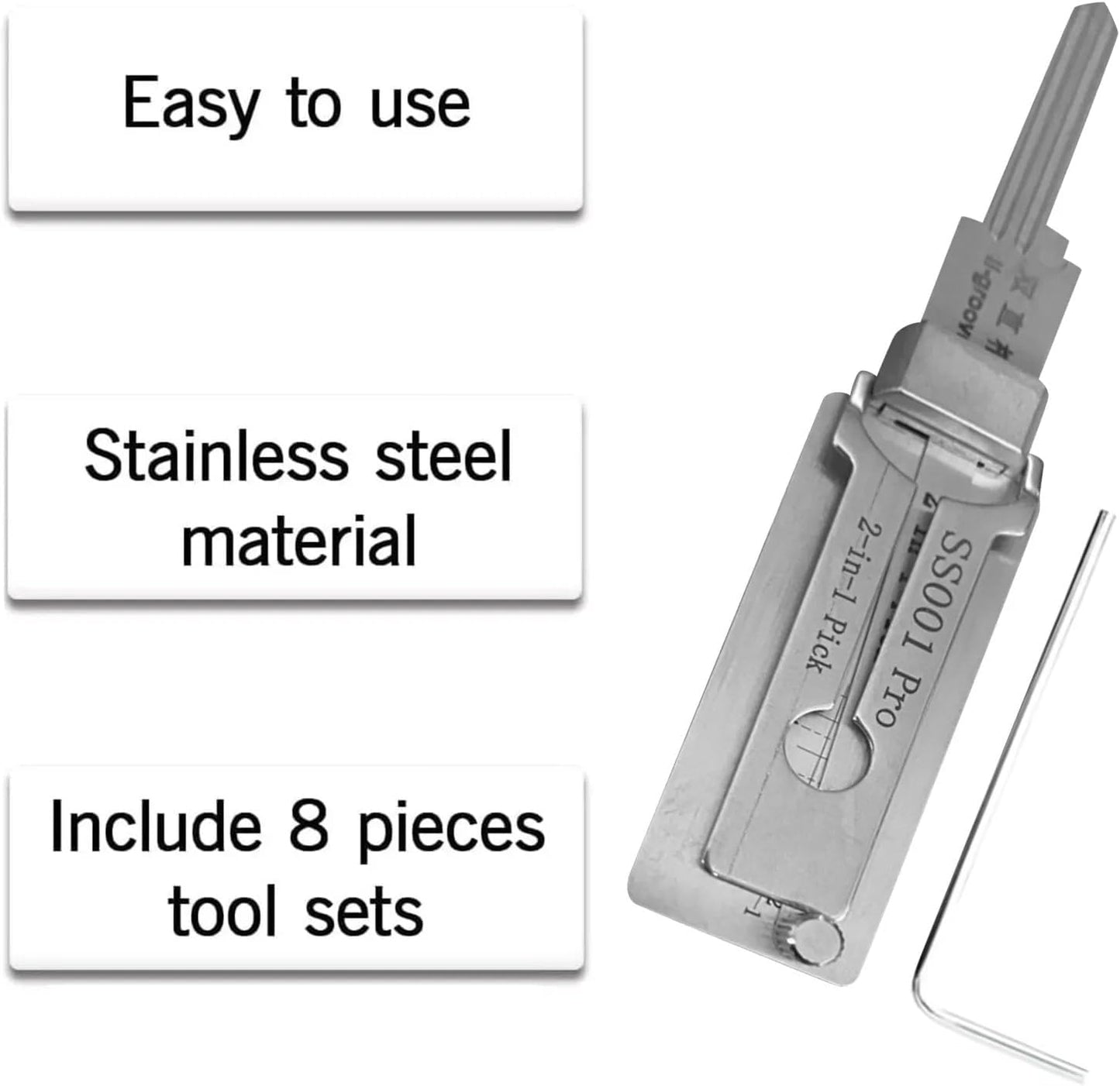 SS001 Pro 2 in 1 Precision for Civilian Use Hook and Pick Set Stainless Maintenance Repair Kits Heavy Duty Hand Tools