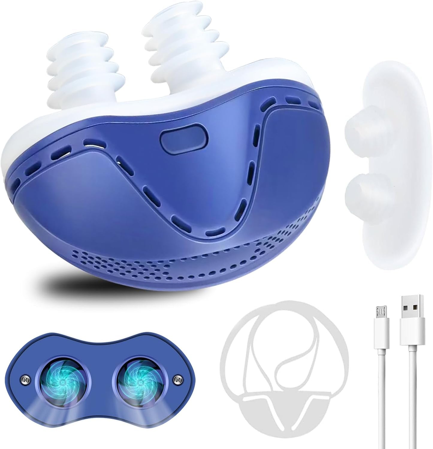 Anti Snoring Devices, Double Vortex Anti Snoring Device, Snoring Solution, Adjustable Wind Speed, Suitable for All Nose Shapes, Stop Snoring Suitable for Men and Women, Blue