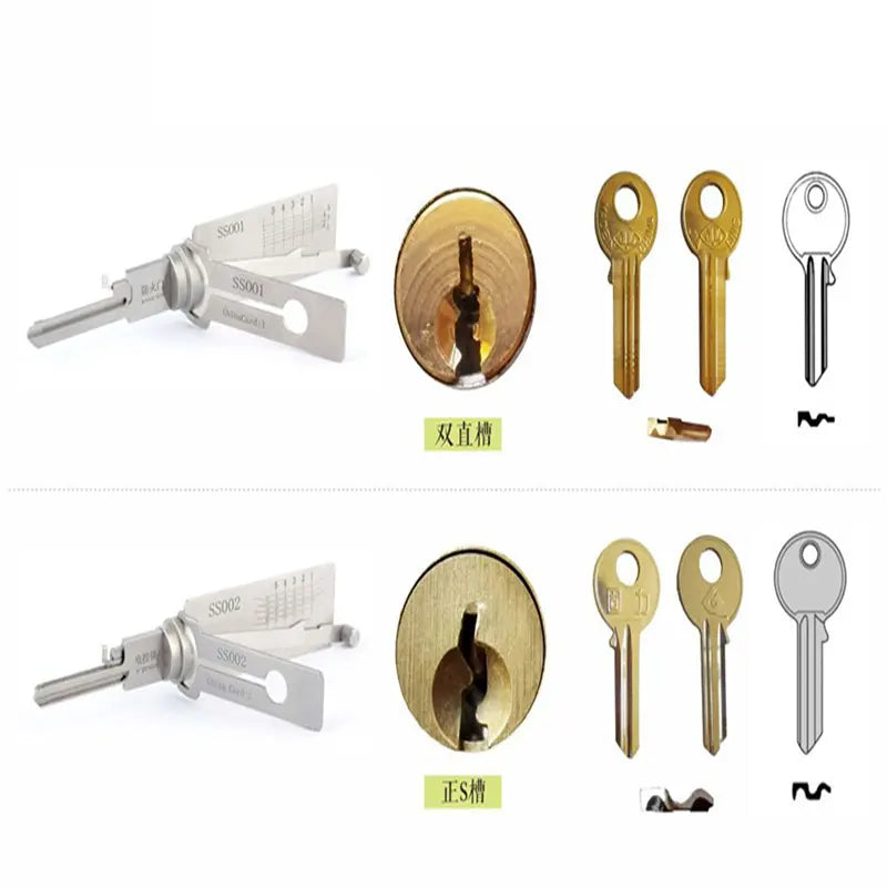 SS002 PRO 5-pin 2in1 Flat milling single slot cutting lock pick decoder house tool