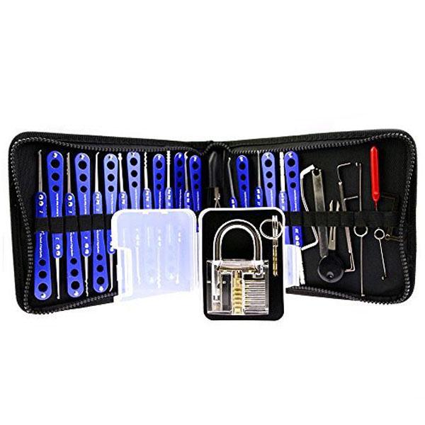 H&H 30 Lock Picks Set Transparent Practice Padlock Bundle
