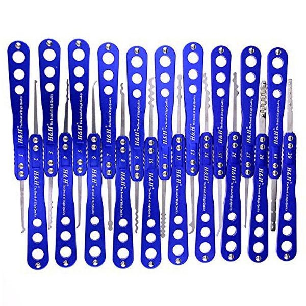 H&H 30 Lock Picks Set Transparent Practice Padlock Bundle