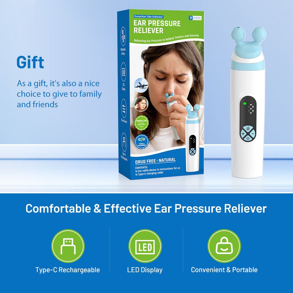 Eustachian Tube Ear Pressure Relief Device | Unclog Ears, Balance Pressure & Relieve Tinnitus | Ear Care for Travel, Diving & Swimming
