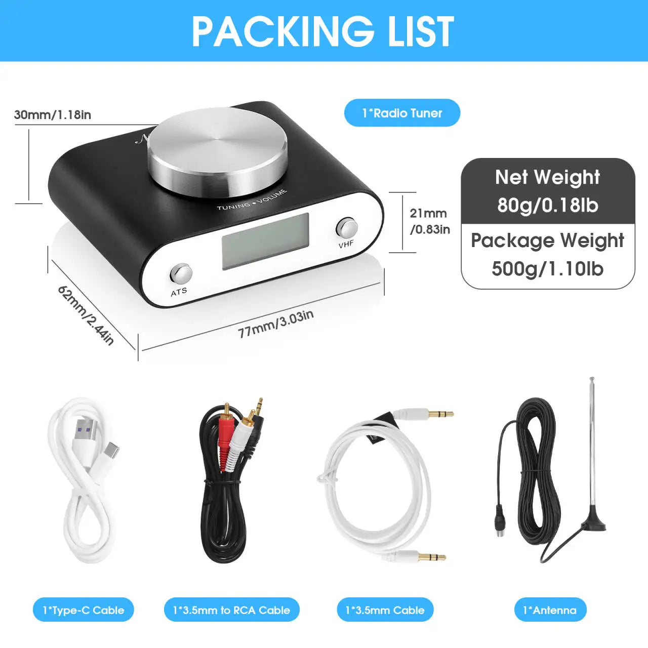 Nobsound NS-10G FM Mini 64-108MHz FM Radio Tuner for Global Use Manual/Auto Search Home/Car Radio