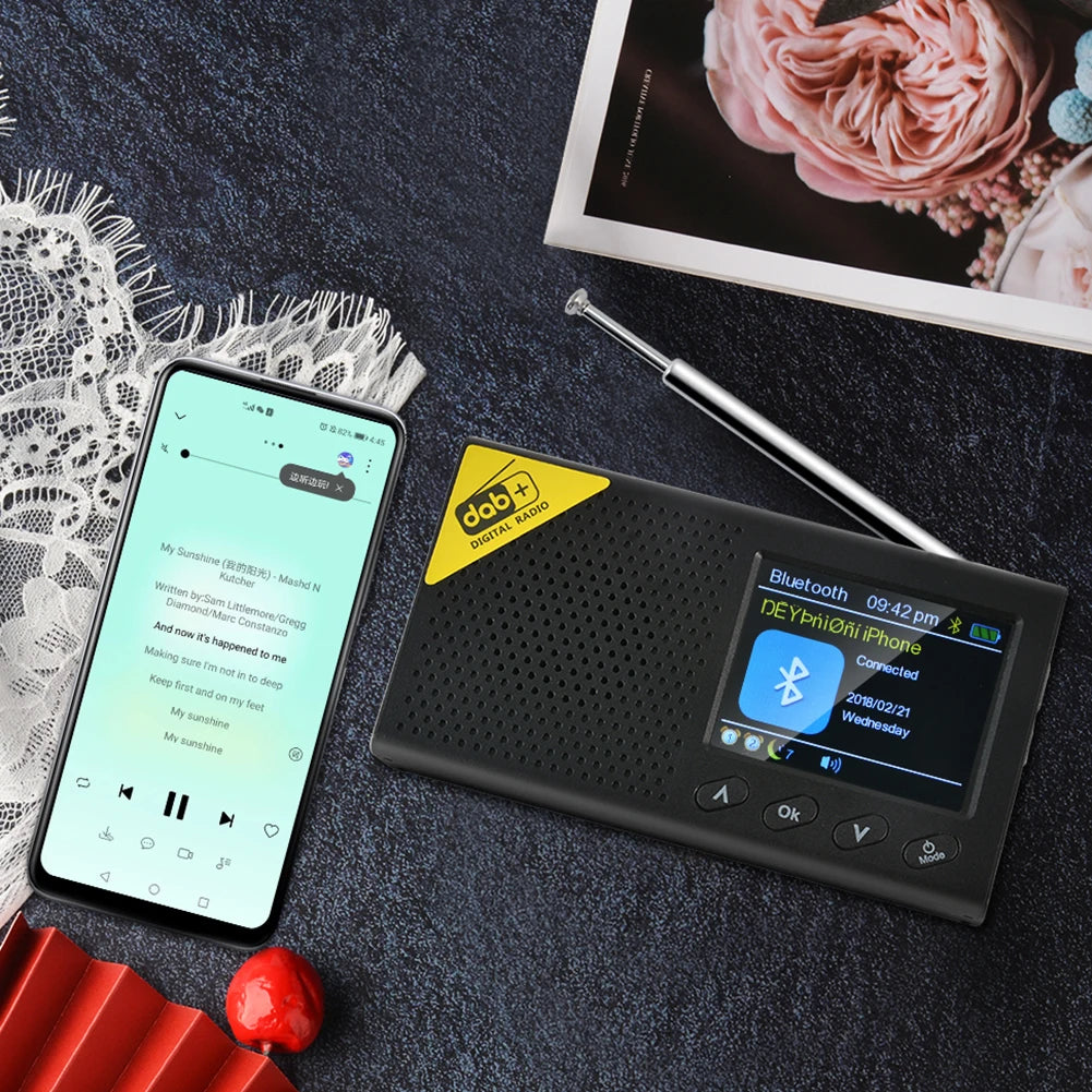 Portable Digital Radio Bluetooth-compatible 5.0 DAB/FM Receiver Broadcasting Player Rechargeable Lightweight Home office Radio