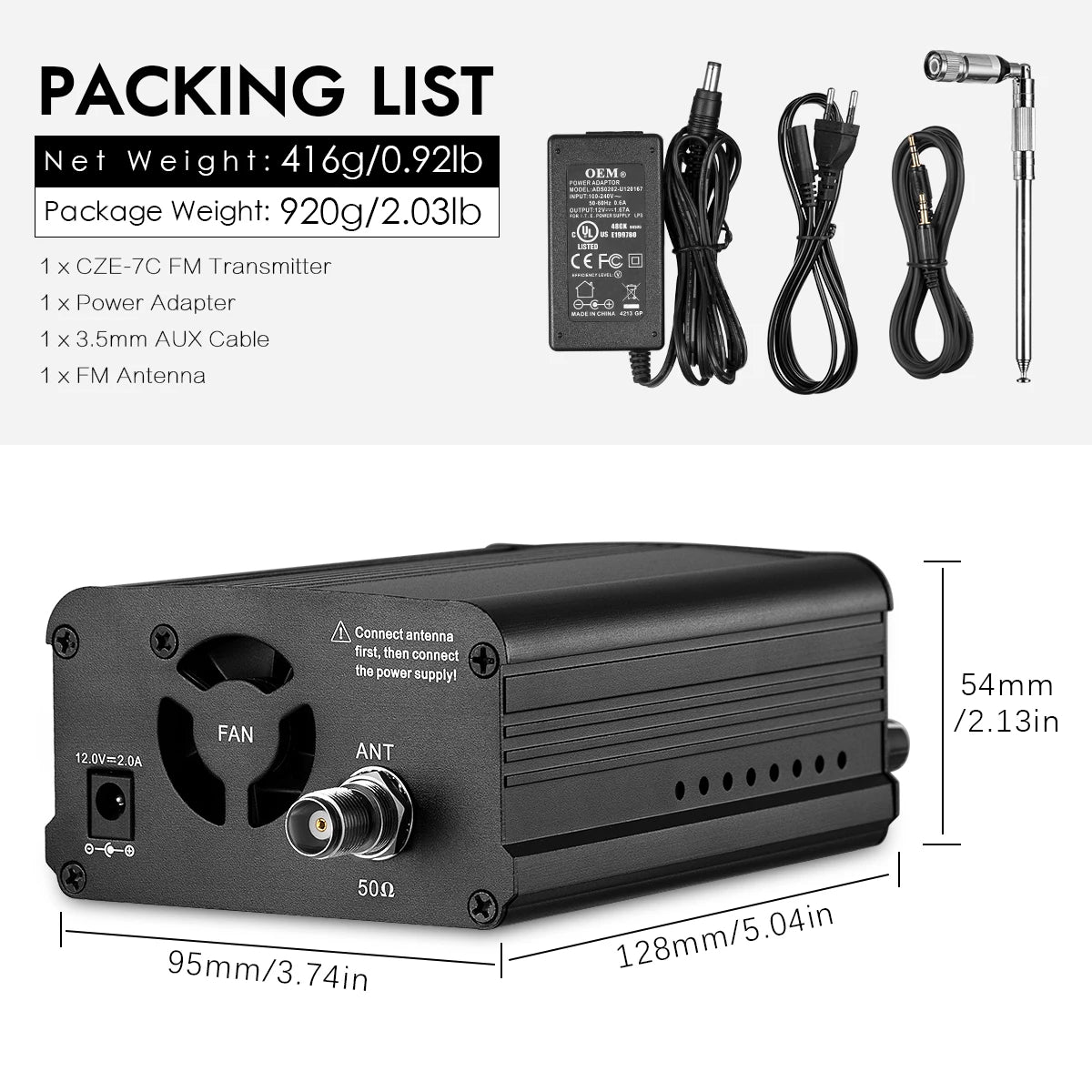 Nobsound 1W/7W Wireless FM Transmitter Broadcast Radio Station Audio-Sender for Church