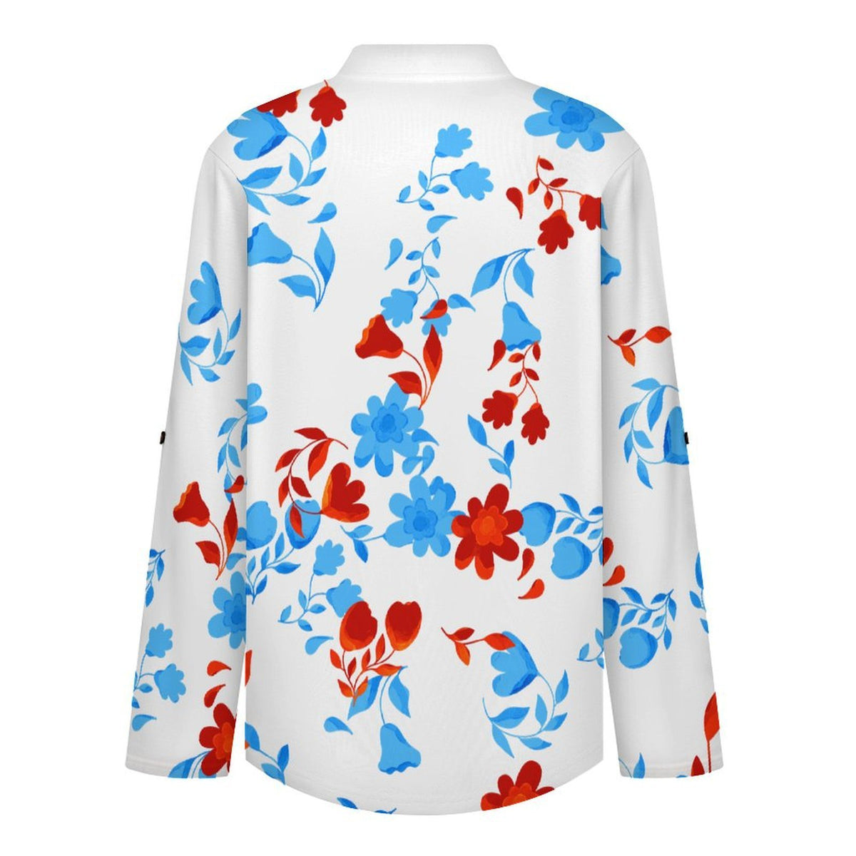 Flower, Repeating Pattern  Versatile Notched V-Neck Tunic | Roll Tab 3/4 Sleeve Office Casual Top
