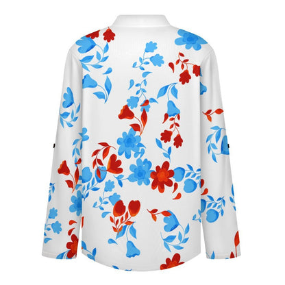 Flower, Repeating Pattern  Versatile Notched V-Neck Tunic | Roll Tab 3/4 Sleeve Office Casual Top