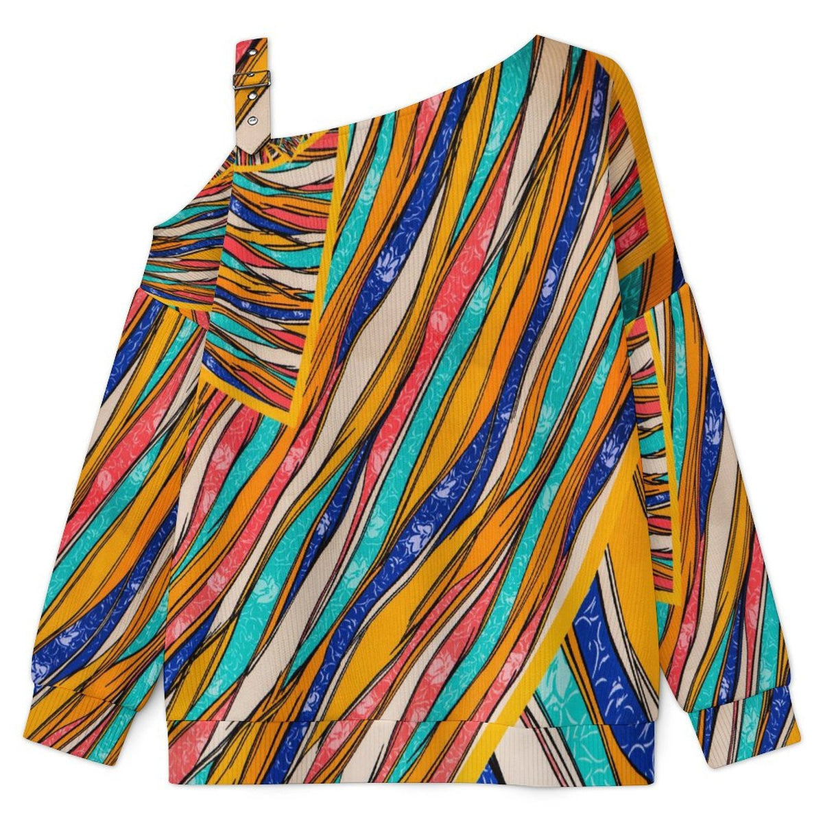 Long Sleeve Relaxed-Fit Solid Pullover Colored Fabric Lines