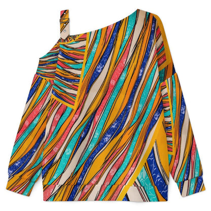 Long Sleeve Relaxed-Fit Solid Pullover Colored Fabric Lines