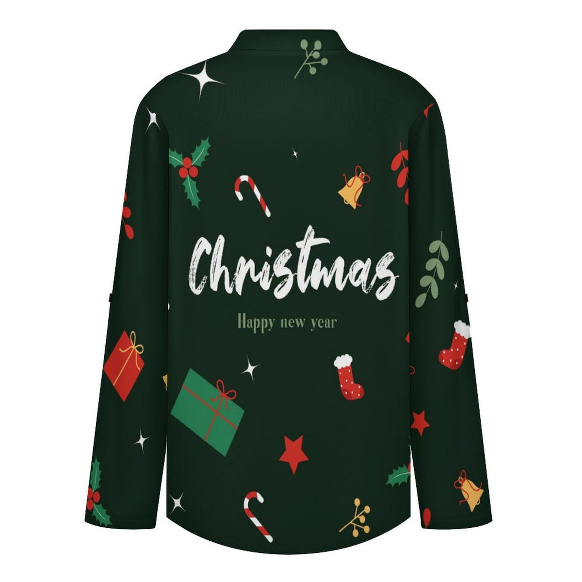 Versatile Notched V-Neck Tunic | Roll Tab 3/4 Sleeve Office Casual Top  Christmas Slogn