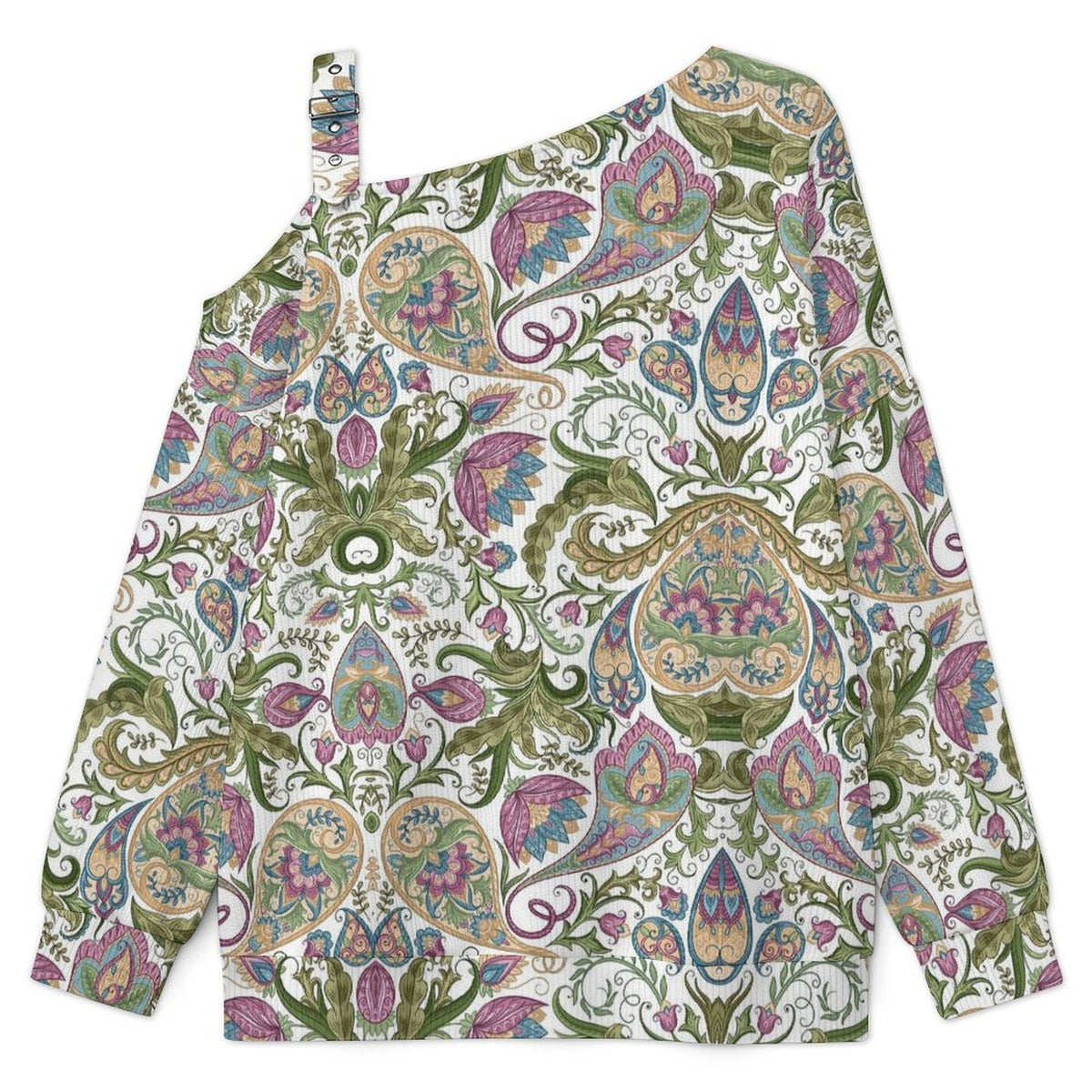 Women’s Off-Shoulder Knit Sweater Paisley