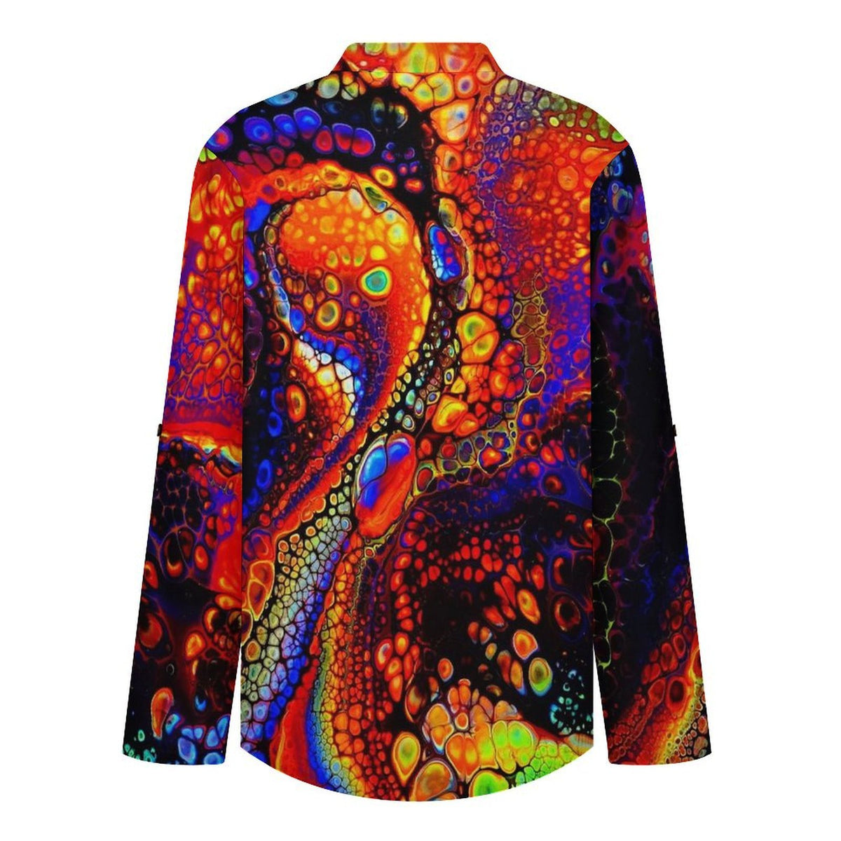 Bubbles  Women Curved Hem V Neck Roll Sleeve Casual Work Top