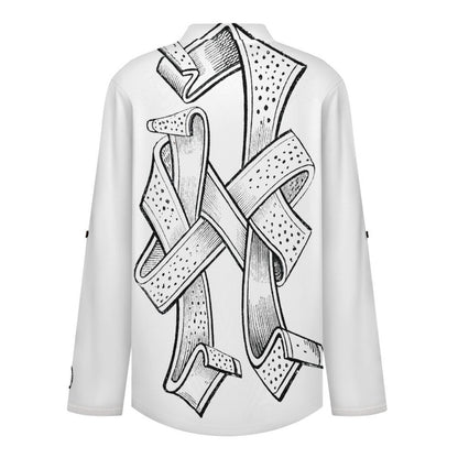 Stand-up Collar Long-sleeved Shirt Winding, Crossing  Customization Women’s V-Neck Blouses,long Sleeve,Roll-Up Sleeve Shirt
