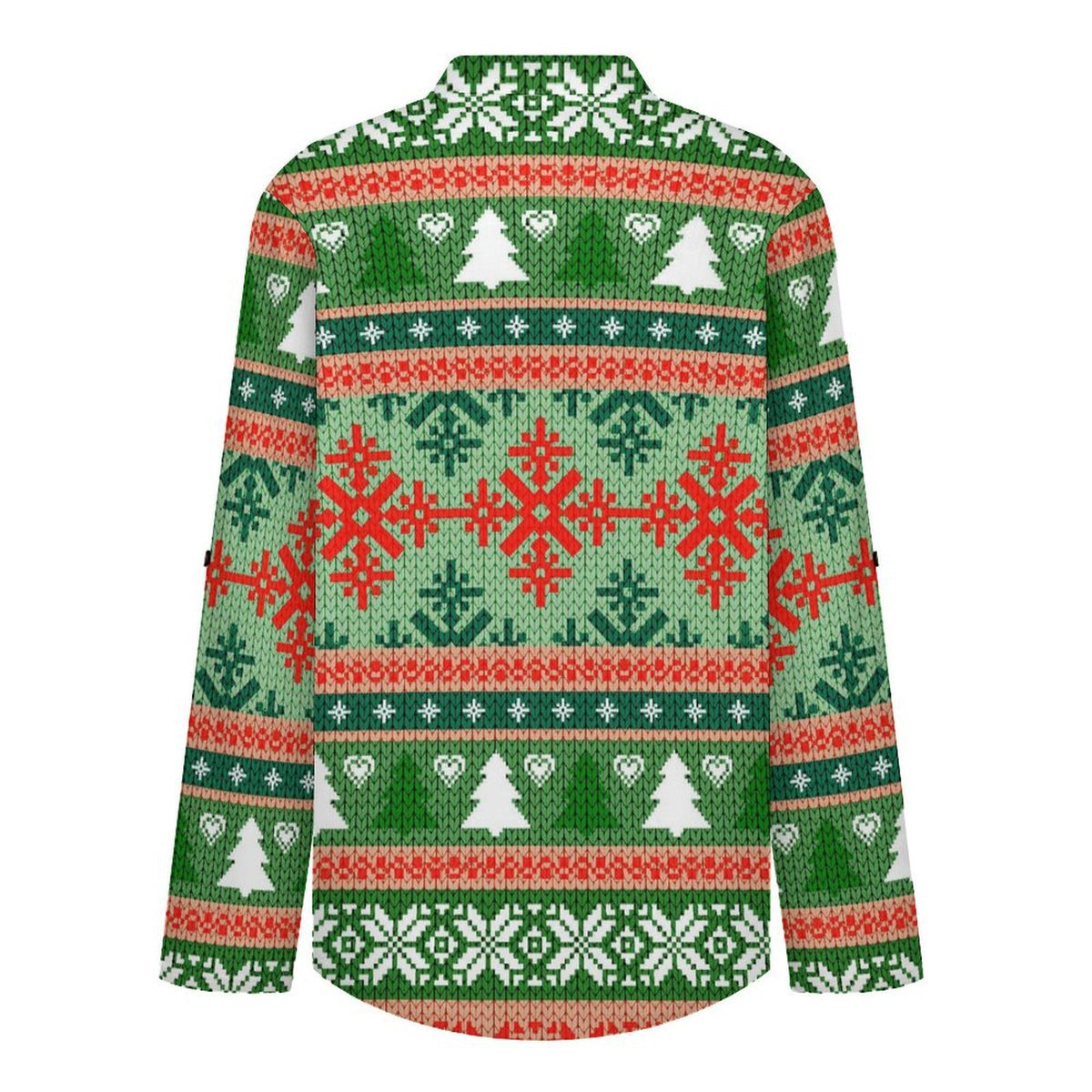 Christmas Texture  Versatile Notched V-Neck Tunic | Roll Tab 3/4 Sleeve Office Casual Top