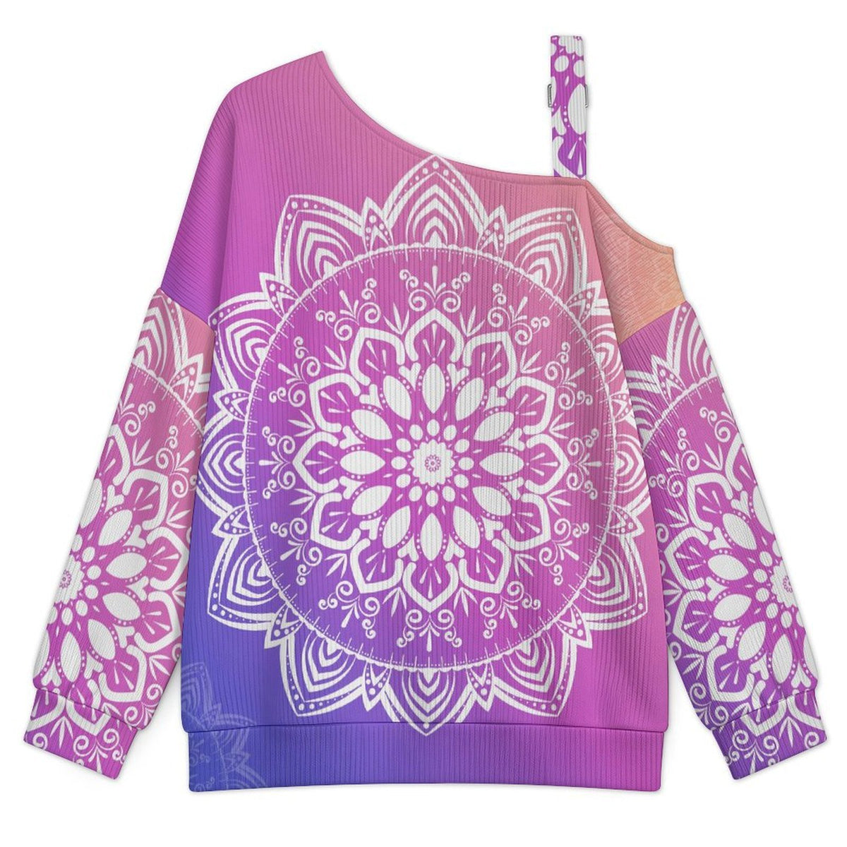 Off-the-shoulder SweaterRetro Pattern Women’s Off-Shoulder Knit Sweater