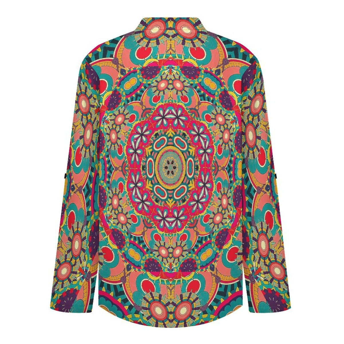 Stand-up Collar Long-sleeved Shirt Summer, Surfing, Seaside  Customization Women’s V-Neck Blouses,long Sleeve,Roll-Up Sleeve Shirt