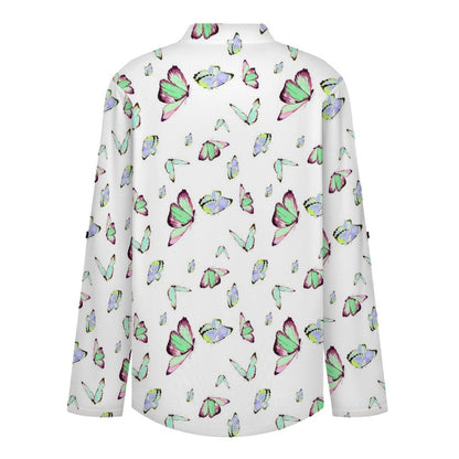 Versatile Notched V-Neck Tunic  Roll Tab 3/4 Sleeve Office Casual Top  Butterfly T-shirt Dress
