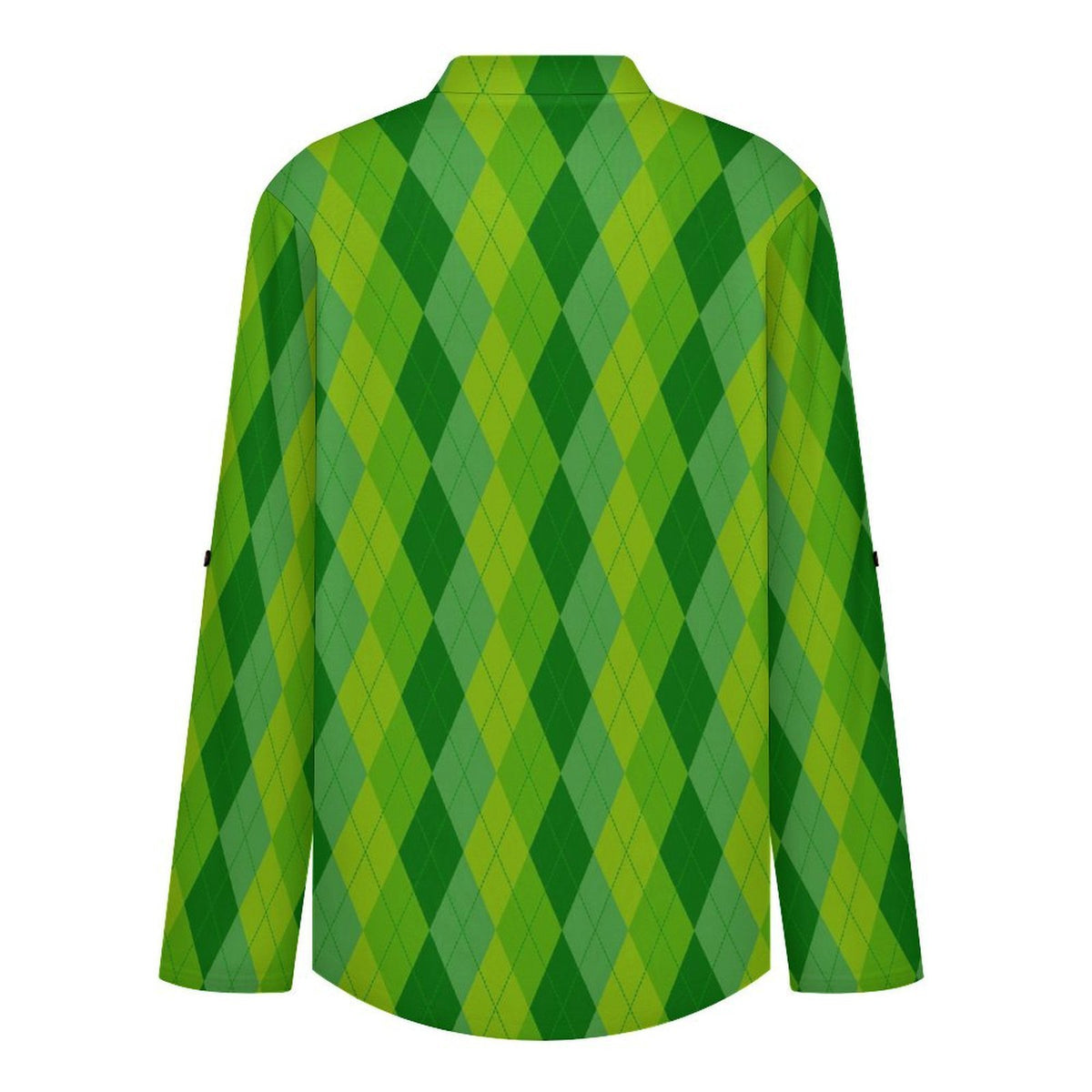 Green, Rhombic  Versatile Notched V-Neck Tunic | Roll Tab 3/4 Sleeve Office Casual Top