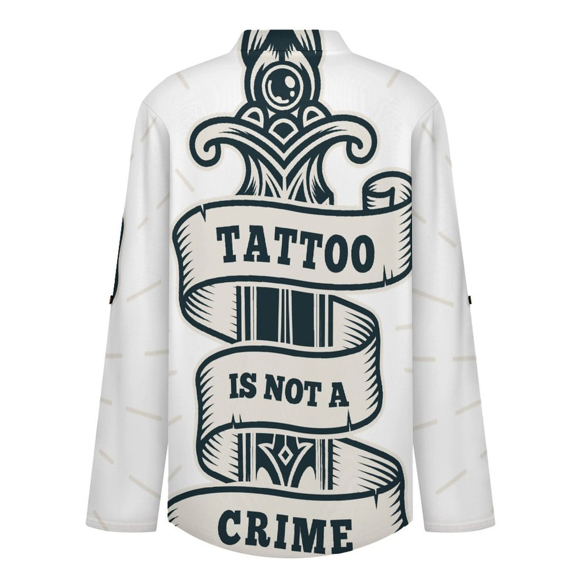 Stand-up Collar Long-sleeved Shirt Dagger, Weapon  Customization Women’s V-Neck Blouses,long Sleeve,Roll-Up Sleeve Shirt