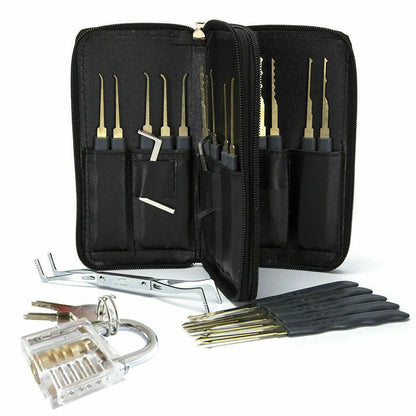 GOSO 24 Piece Lock Pick Set + Transparent Practice Padlock Bundle