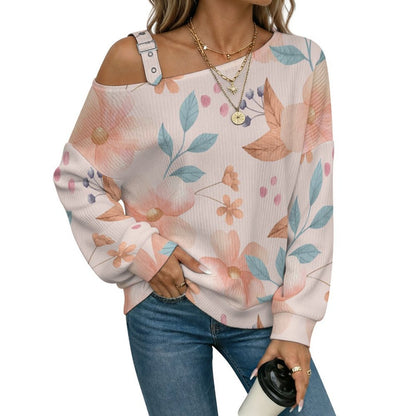 Octopus Love PatternAdjustable Buckle Strap Long Sleeve Casual Slouchy Pullover