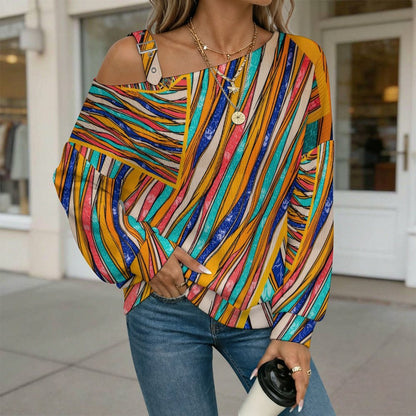 Long Sleeve Relaxed-Fit Solid Pullover Colored Fabric Lines