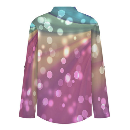 Stand-up Collar Long-sleeved Shirt Color, Dazzling Starlight  Customization Women’s V-Neck Blouses,long Sleeve,Roll-Up Sleeve Shirt
