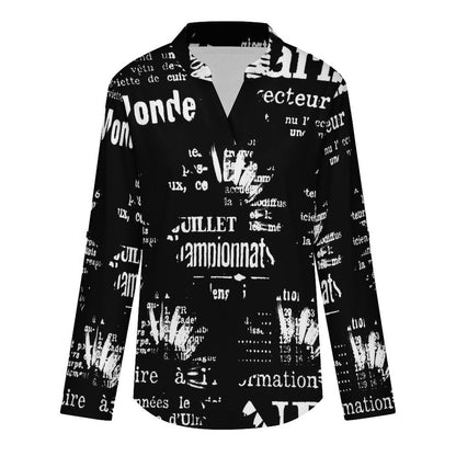 Stand-up Collar Long-sleeved Shirt Sunflower Dress Woman  Customization Women’s V-Neck Blouses,long Sleeve,Roll-Up Sleeve Shirt