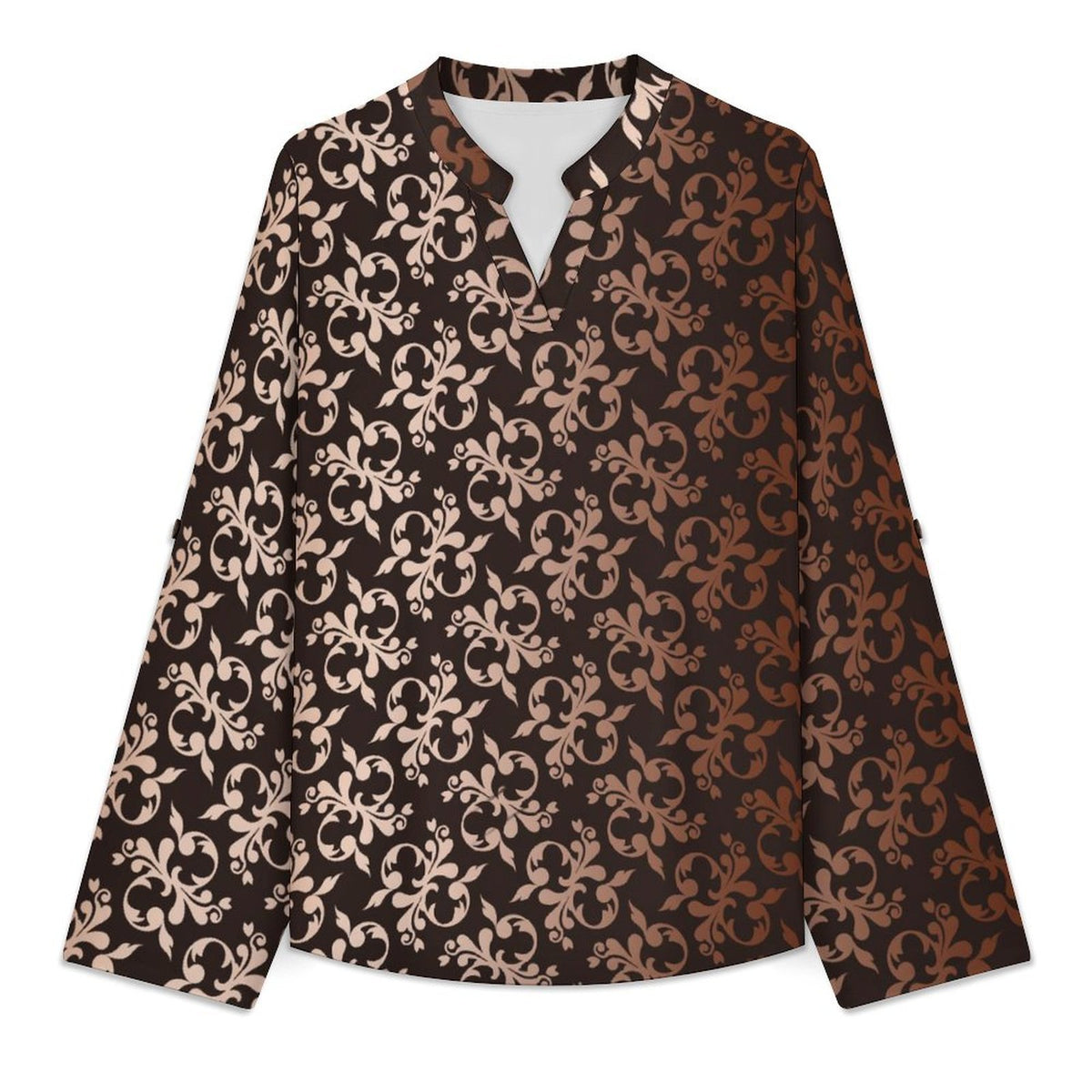 Stand-up Collar Long-sleeved Shirt Girl Dress Flower Pattern