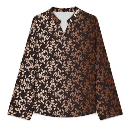Stand-up Collar Long-sleeved Shirt Girl Dress Flower Pattern