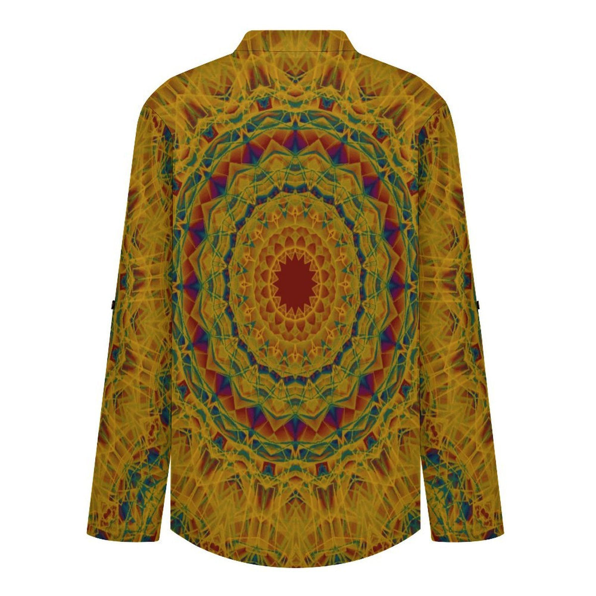 Stand-up Collar Long-sleeved Shirt Retro Pattern, Background  Customization Women’s V-Neck Blouses,long Sleeve,Roll-Up Sleeve Shirt