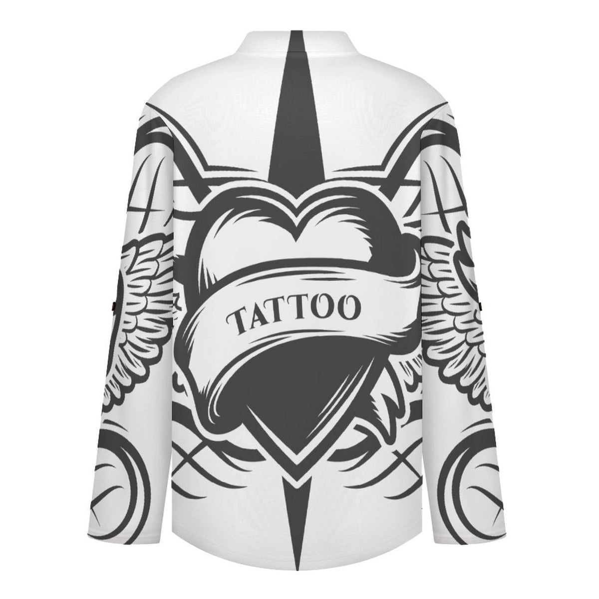 Stand-up Collar Long-sleeved Shirt Heart Shape, Wings  Customization Women’s V-Neck Blouses,long Sleeve,Roll-Up Sleeve Shirt