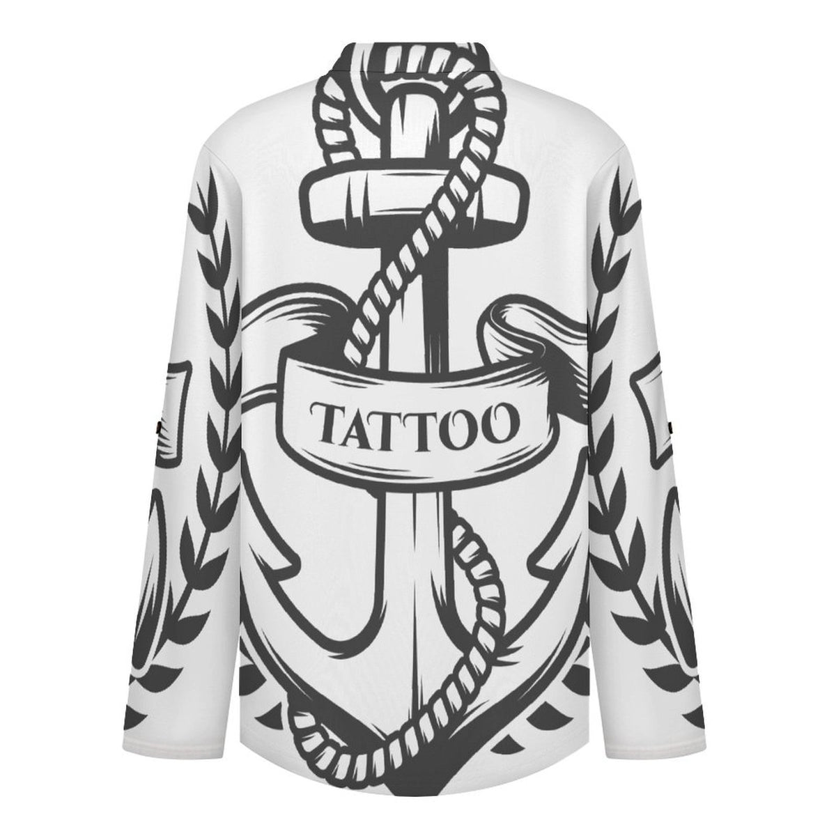 Stand-up Collar Long-sleeved Shirt Anchor, T-shirt  Customization Women’s V-Neck Blouses,long Sleeve,Roll-Up Sleeve Shirt