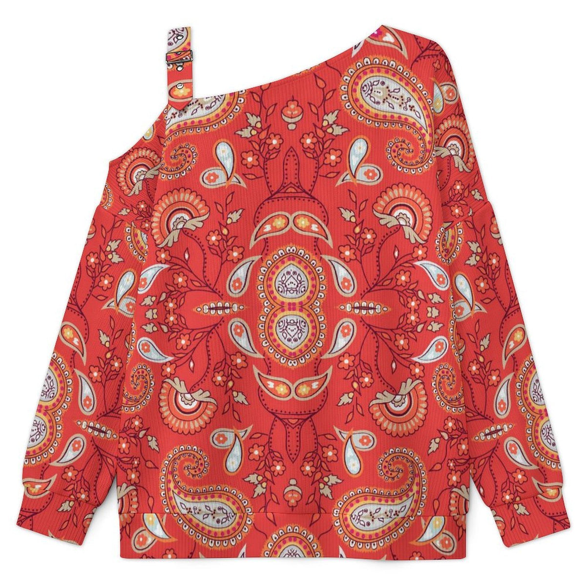 Women’s Off-Shoulder Knit Sweater Paisley