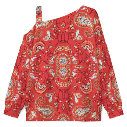 Women’s Off-Shoulder Knit Sweater Paisley
