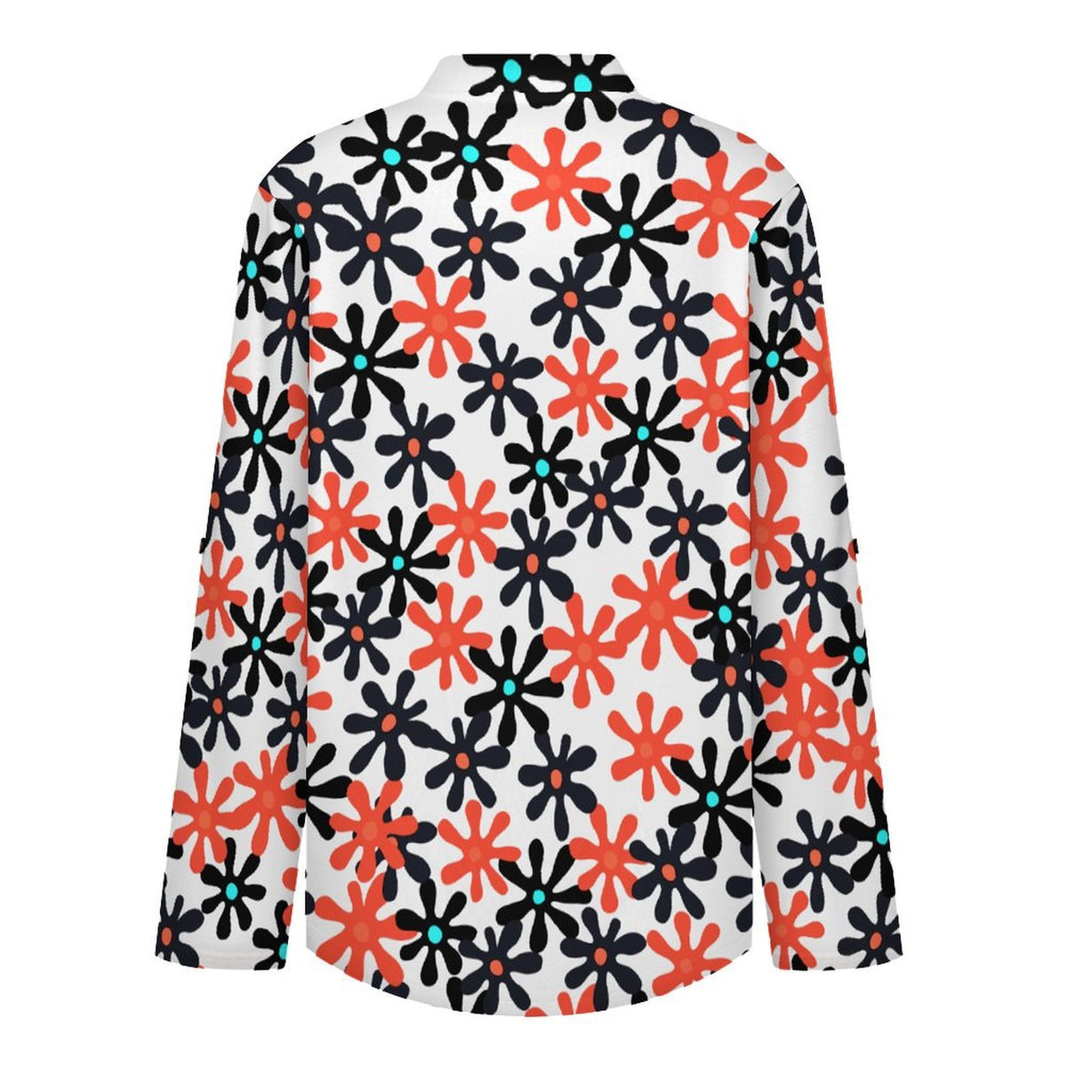 Floral, Repeating Pattern  Versatile Notched V-Neck Tunic | Roll Tab 3/4 Sleeve Office Casual Top