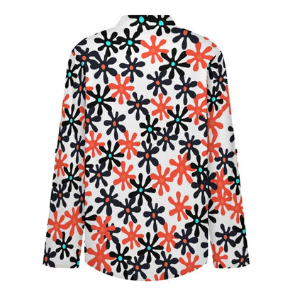 Floral, Repeating Pattern  Versatile Notched V-Neck Tunic | Roll Tab 3/4 Sleeve Office Casual Top