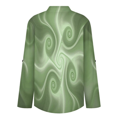 Green, Background, Abstract  Versatile Notched V-Neck Tunic | Roll Tab 3/4 Sleeve Office Casual Top