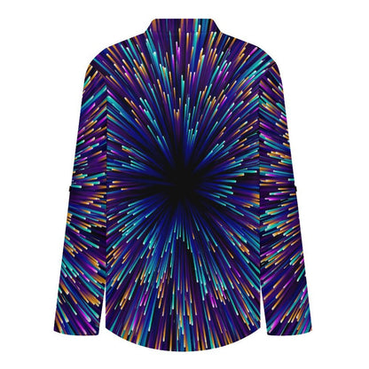 Stand-up Collar Long-sleeved Shirt Light Spot Background  Customization Women’s V-Neck Blouses,long Sleeve,Roll-Up Sleeve Shirt