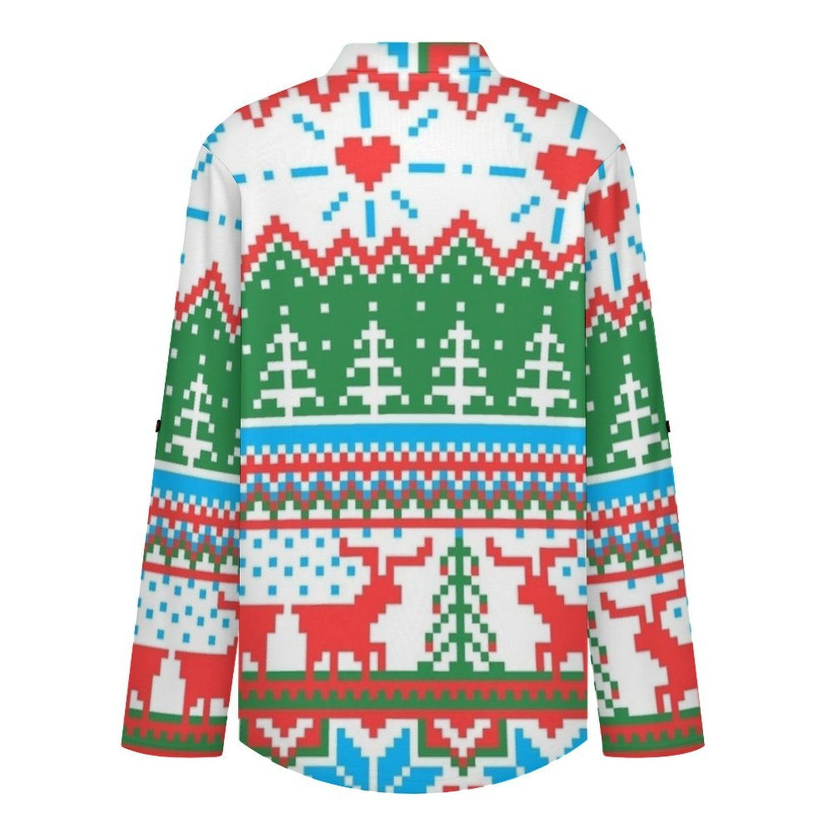Versatile Notched V-Neck Tunic  Roll Tab 3/4 Sleeve Office Casual Top  Christmas Pattern