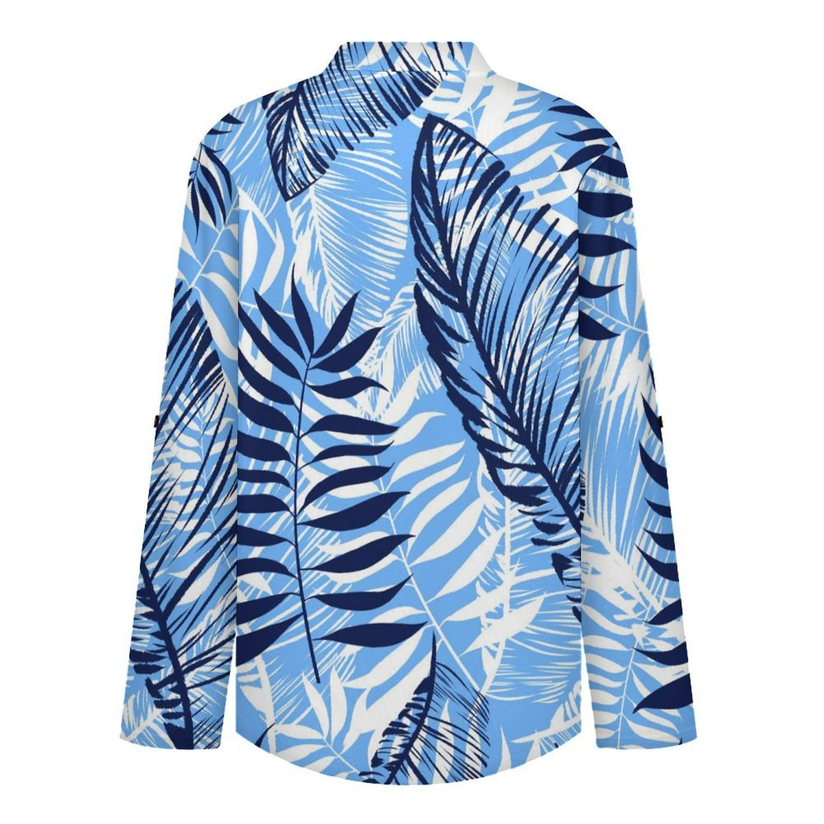 Stand-up Collar Long-sleeved Shirt Summer-flower-blue-yellow-full Print-T-shirt-phone Case white S Women’s V-Neck Blouses
