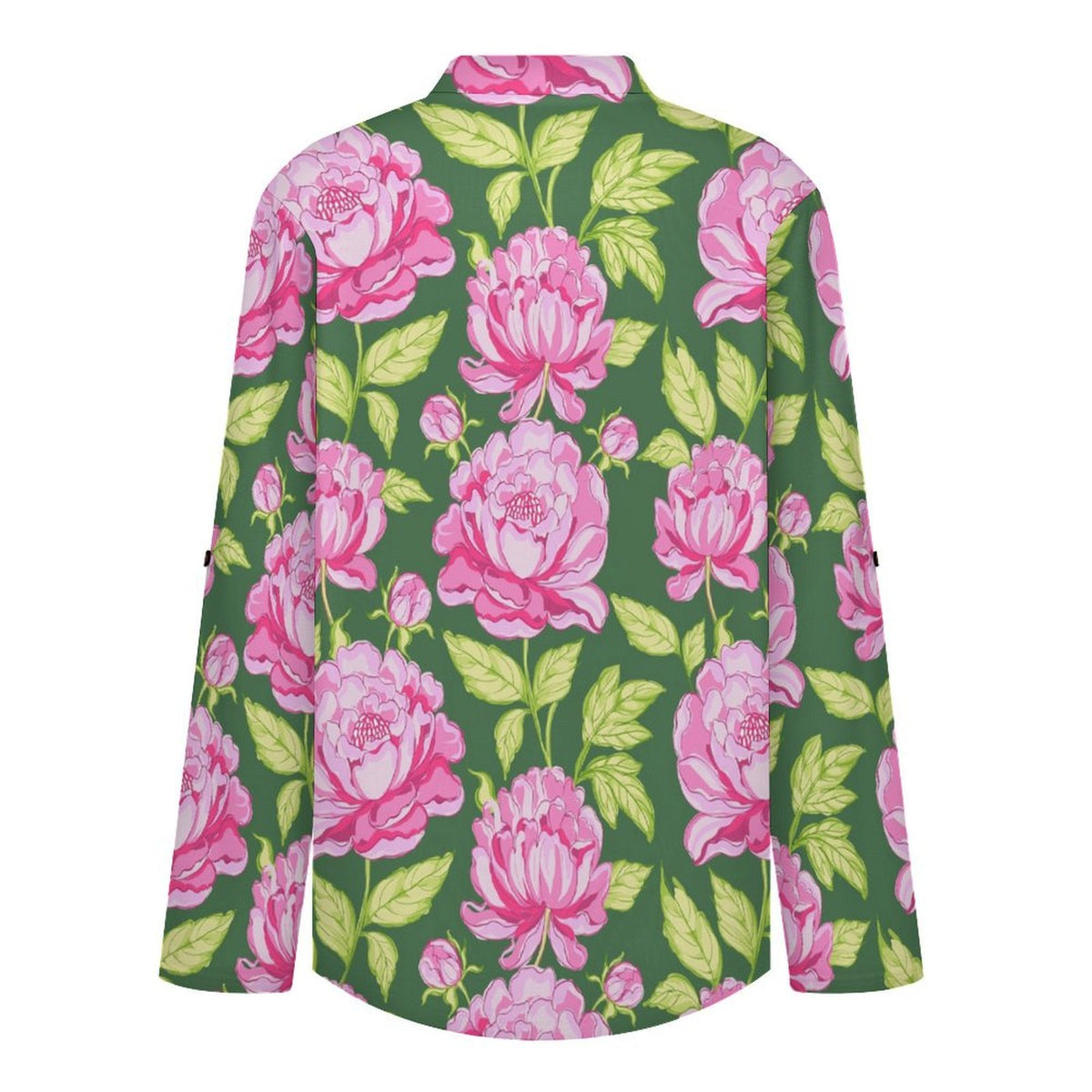 Stand-up Collar Long-sleeved Shirt Pink, Peony, Pink Green
