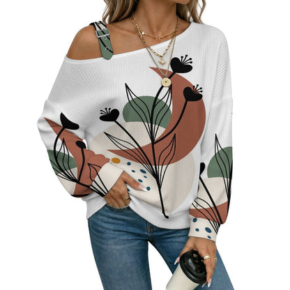 Women’s Off-Shoulder Knit Sweater Chinese Wind Scenery