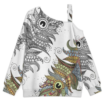Women’s Off-Shoulder Knit Sweater Feathers