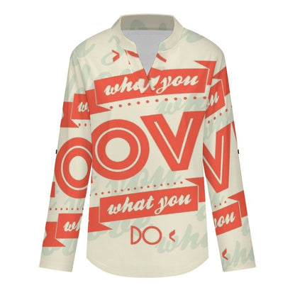 Do What You Love  Versatile Notched V-Neck Tunic | Roll Tab 3/4 Sleeve Office Casual Top