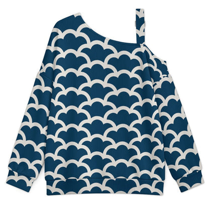 Women’s Off-Shoulder Knit Sweater Retro Pattern Background