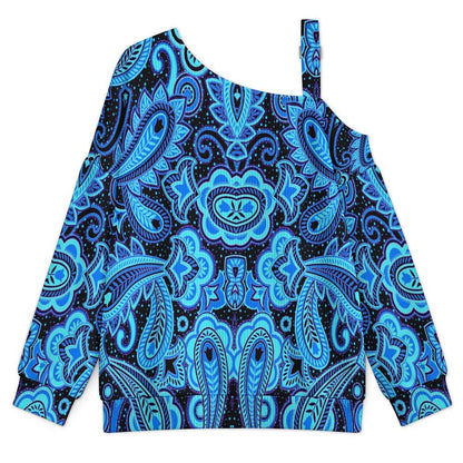 Fall Casual Asymmetric Shoulder Knit Top with Buckle Detail Paisley