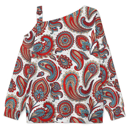 Women’s Off-Shoulder Knit Sweater Paisley
